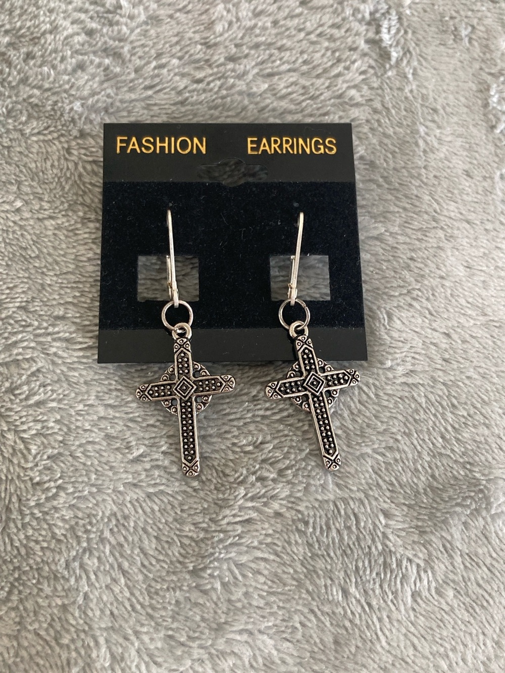 Silver cross earrings